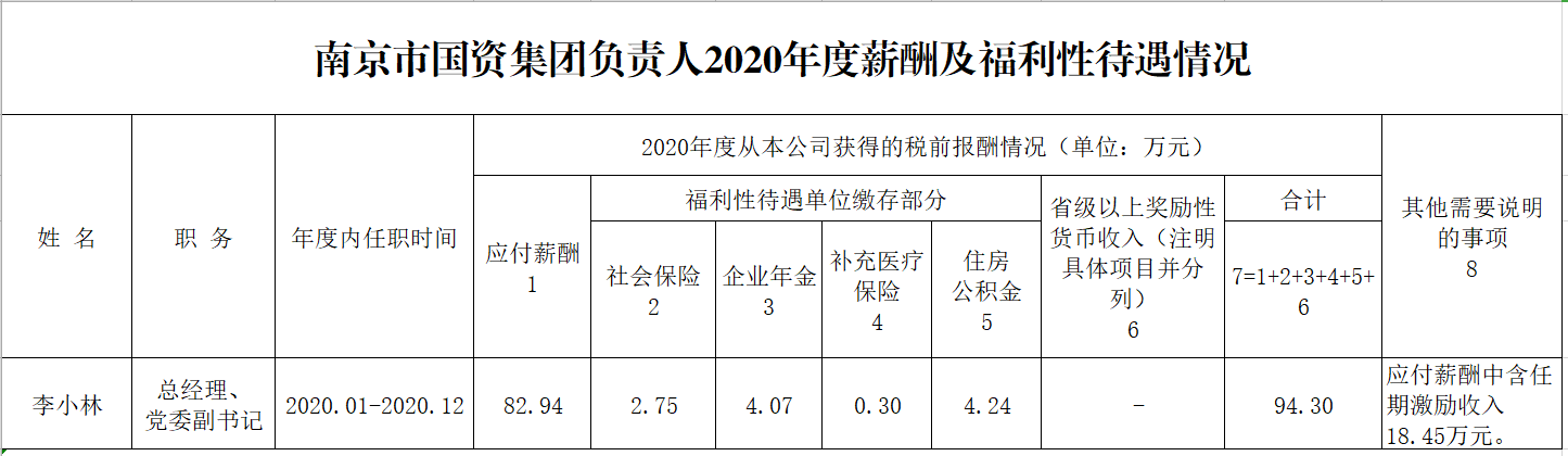 南京市國(guó)資集團(tuán)負(fù)責(zé)人2020年度薪酬及福利性待遇情況.png